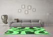 Machine Washable Abstract Emerald Green Modern Area Rugs in a Living Room,, wshabs839emgrn