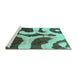 Sideview of Machine Washable Abstract Turquoise Modern Area Rugs, wshabs839turq