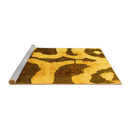 Sideview of Machine Washable Abstract Yellow Modern Rug, wshabs839yw