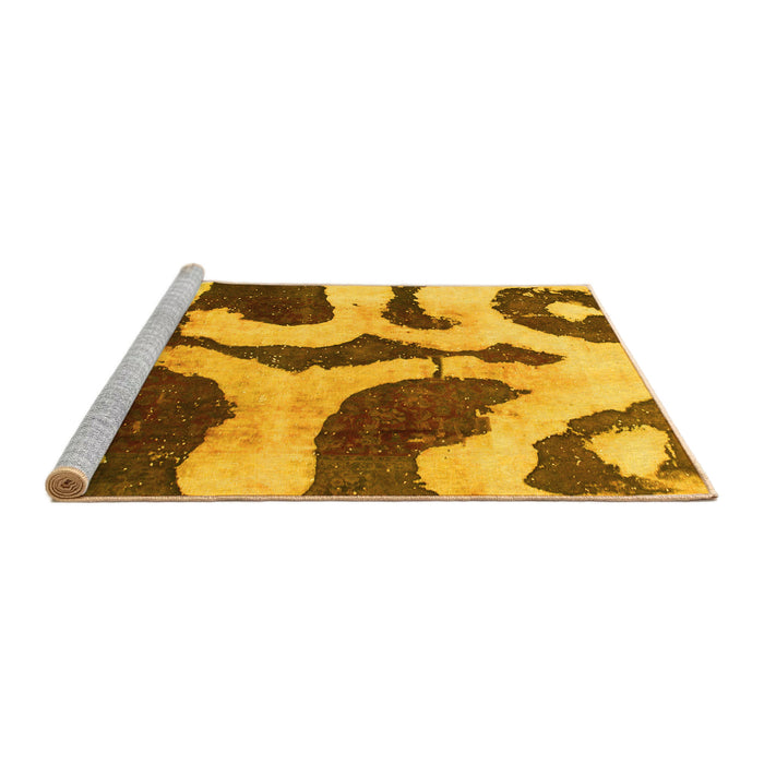 Sideview of Machine Washable Abstract Yellow Modern Rug, wshabs839yw