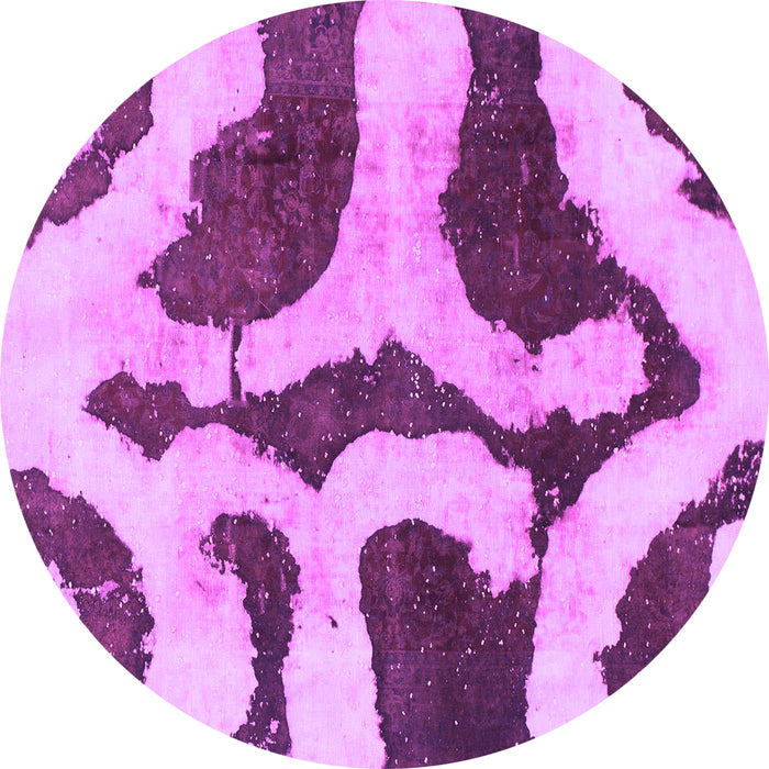 Round Machine Washable Abstract Purple Modern Area Rugs, wshabs839pur