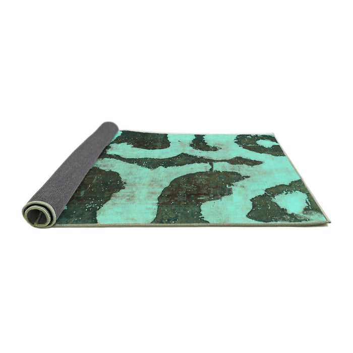 Sideview of Abstract Turquoise Modern Rug, abs839turq