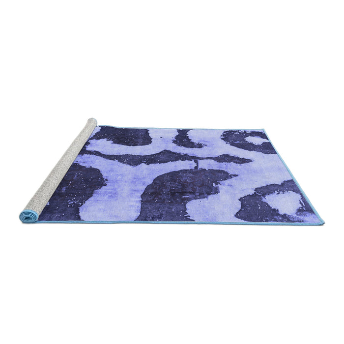Sideview of Machine Washable Abstract Blue Modern Rug, wshabs839blu
