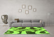 Machine Washable Abstract Green Modern Area Rugs in a Living Room,, wshabs839grn