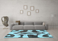 Machine Washable Abstract Light Blue Modern Rug, wshabs839lblu