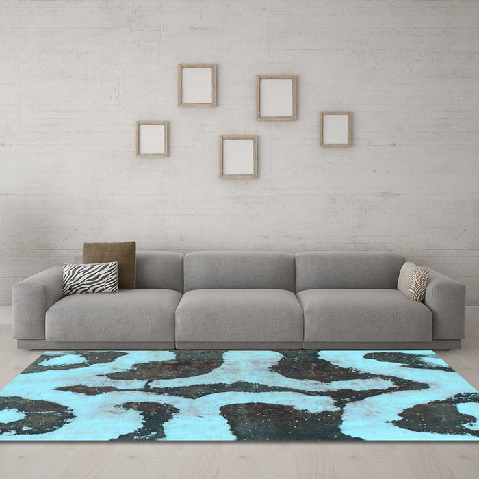 Machine Washable Abstract Light Blue Modern Rug in a Living Room, wshabs839lblu