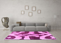 Machine Washable Abstract Pink Modern Rug, wshabs839pnk