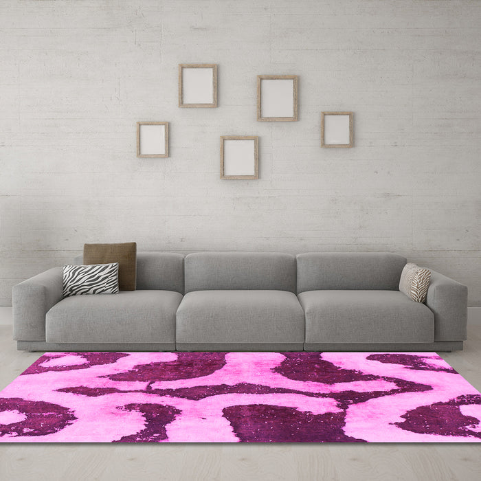 Machine Washable Abstract Pink Modern Rug in a Living Room, wshabs839pnk