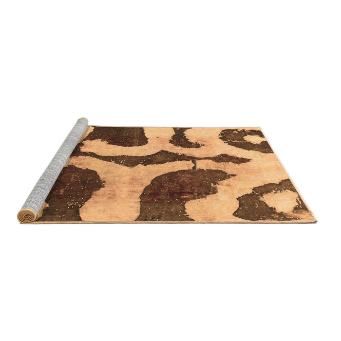 Sideview of Machine Washable Abstract Brown Modern Rug, wshabs839brn