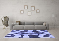 Machine Washable Abstract Blue Modern Rug, wshabs839blu