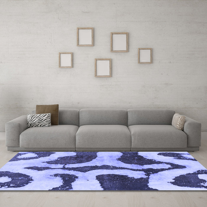 Machine Washable Abstract Blue Modern Rug in a Living Room, wshabs839blu