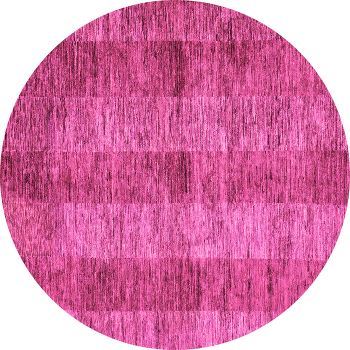 Round Machine Washable Abstract Pink Modern Rug, wshabs83pnk