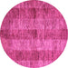 Round Machine Washable Abstract Pink Modern Rug, wshabs83pnk