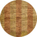 Round Abstract Dark Orange Modern Rug, abs83