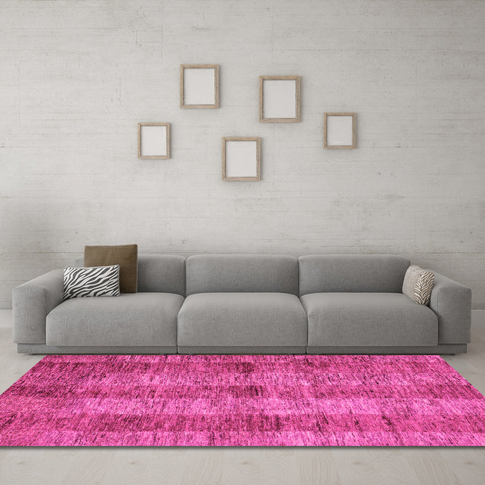 Machine Washable Abstract Pink Modern Rug in a Living Room, wshabs83pnk