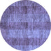 Round Machine Washable Abstract Blue Modern Rug, wshabs83blu