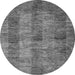 Round Machine Washable Abstract Gray Modern Rug, wshabs83gry