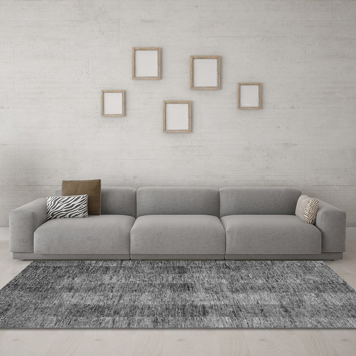 Machine Washable Abstract Gray Modern Rug in a Living Room,, wshabs83gry