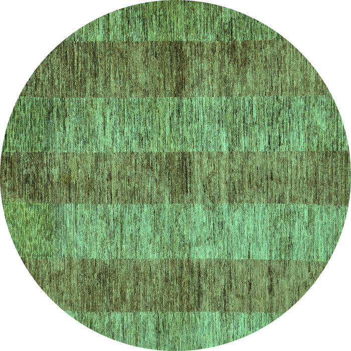 Round Machine Washable Abstract Turquoise Modern Area Rugs, wshabs83turq