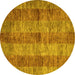 Round Abstract Yellow Modern Rug, abs83yw