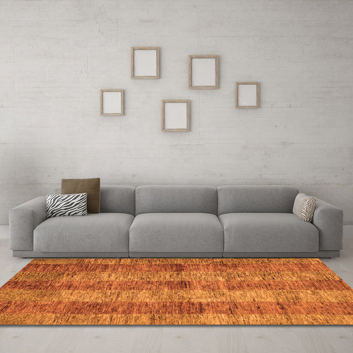Machine Washable Abstract Orange Modern Area Rugs in a Living Room, wshabs83org