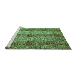 Sideview of Machine Washable Abstract Turquoise Modern Area Rugs, wshabs83turq