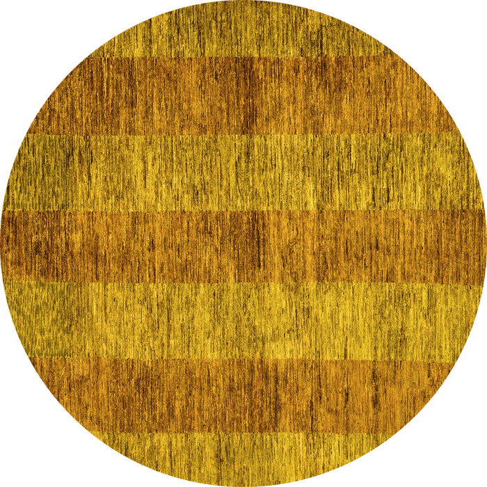 Round Machine Washable Abstract Yellow Modern Rug, wshabs83yw