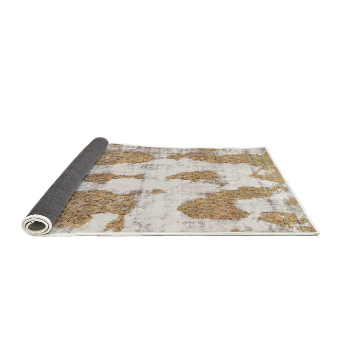Sideview of Abstract White Gold Modern Rug, abs840