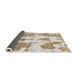 Sideview of Abstract White Gold Modern Rug, abs840