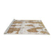 Sideview of Machine Washable Abstract White Gold Rug, wshabs840