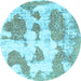 Round Abstract Light Blue Modern Rug, abs840lblu