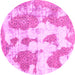 Round Machine Washable Abstract Pink Modern Rug, wshabs840pnk