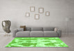 Machine Washable Abstract Green Modern Area Rugs in a Living Room,, wshabs840grn