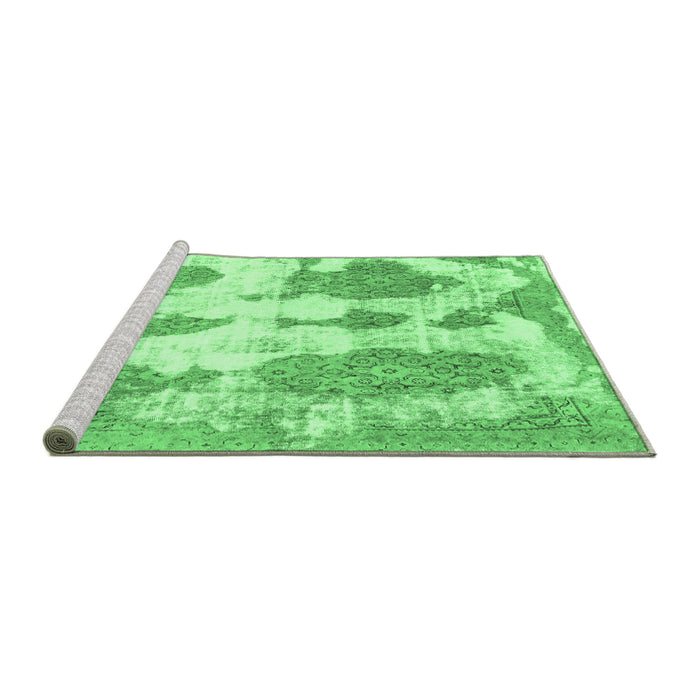 Sideview of Machine Washable Abstract Emerald Green Modern Area Rugs, wshabs840emgrn