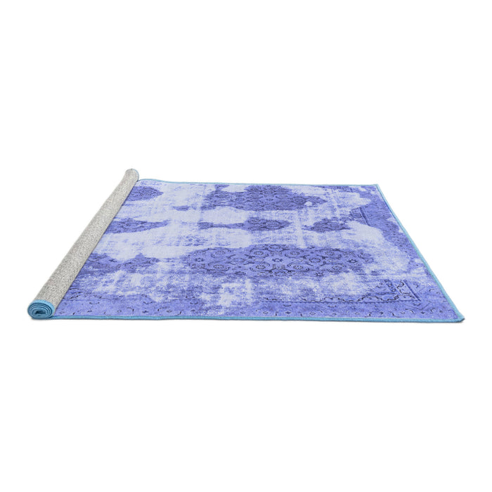 Sideview of Machine Washable Abstract Blue Modern Rug, wshabs840blu
