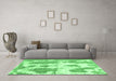 Machine Washable Abstract Emerald Green Modern Area Rugs in a Living Room,, wshabs840emgrn