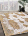 Abstract White Gold Modern Rug in Family Room, abs840