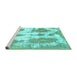 Sideview of Machine Washable Abstract Turquoise Modern Area Rugs, wshabs840turq