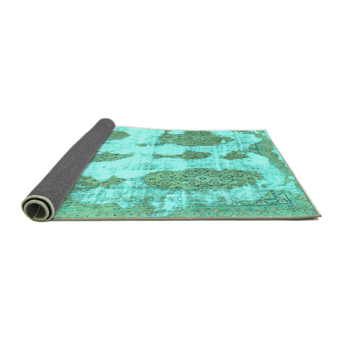 Sideview of Abstract Turquoise Modern Rug, abs840turq