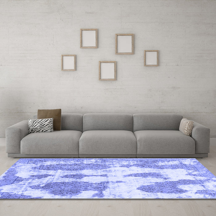 Machine Washable Abstract Blue Modern Rug in a Living Room, wshabs840blu