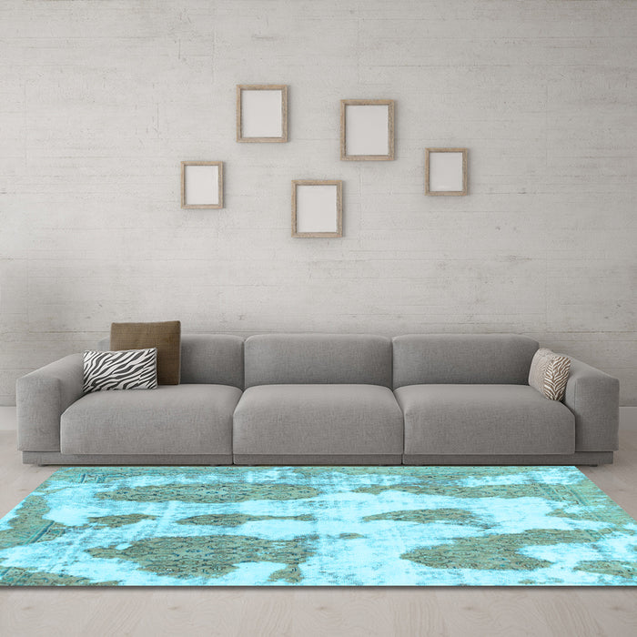 Machine Washable Abstract Light Blue Modern Rug in a Living Room, wshabs840lblu