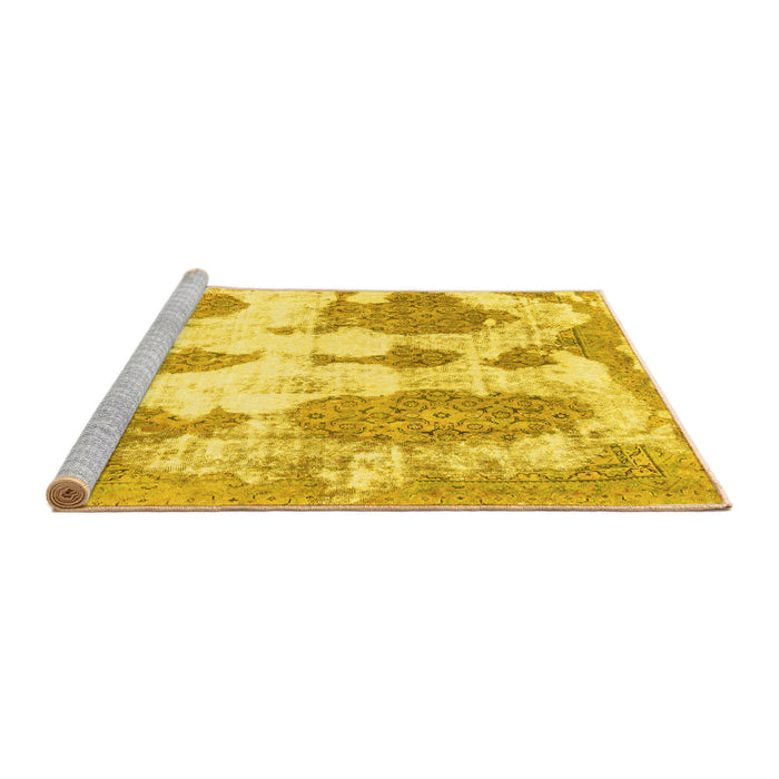 Sideview of Machine Washable Abstract Yellow Modern Rug, wshabs840yw