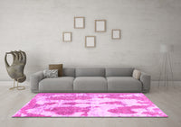 Machine Washable Abstract Pink Modern Rug, wshabs840pnk