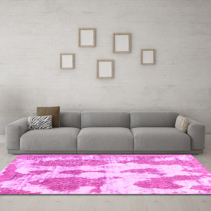 Machine Washable Abstract Pink Modern Rug in a Living Room, wshabs840pnk