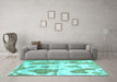 Machine Washable Abstract Turquoise Modern Area Rugs in a Living Room,, wshabs840turq