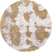 Round Abstract White Gold Modern Rug, abs840