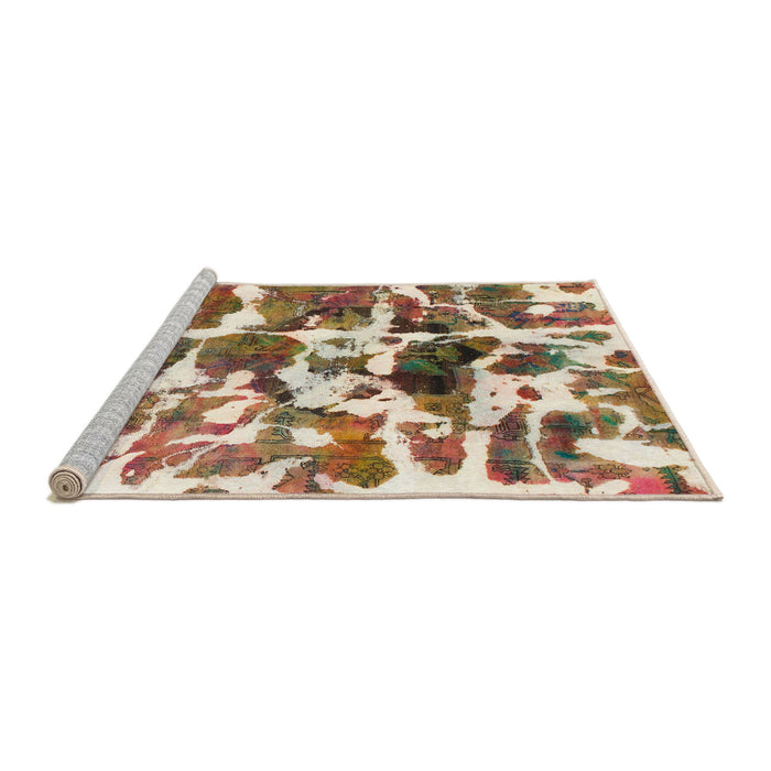 Sideview of Machine Washable Abstract Red Rug, wshabs841