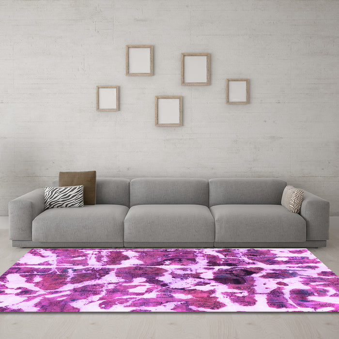 Machine Washable Abstract Purple Modern Area Rugs in a Living Room, wshabs841pur