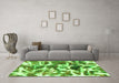 Machine Washable Abstract Green Modern Area Rugs in a Living Room,, wshabs841grn