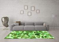 Machine Washable Abstract Green Modern Rug, wshabs841grn